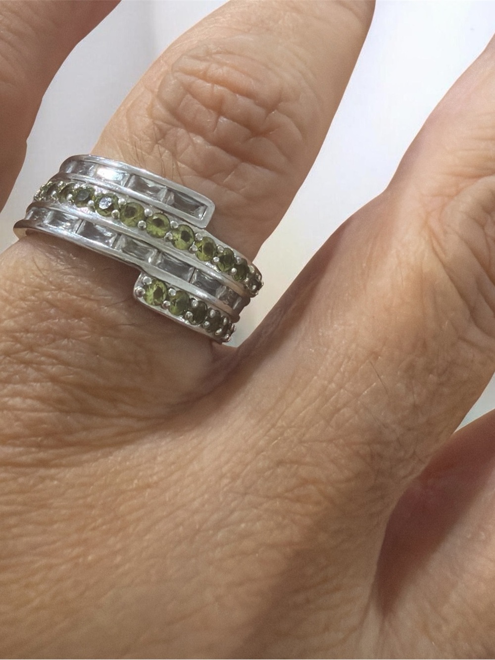 Sterling Silver peridot Gemstone Wrap Ring